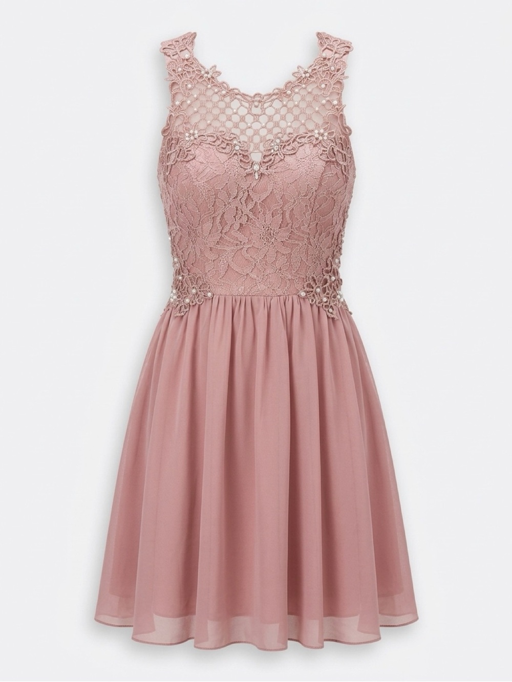 City Studio Rose Pink Lace & Chiffon Formal Dress